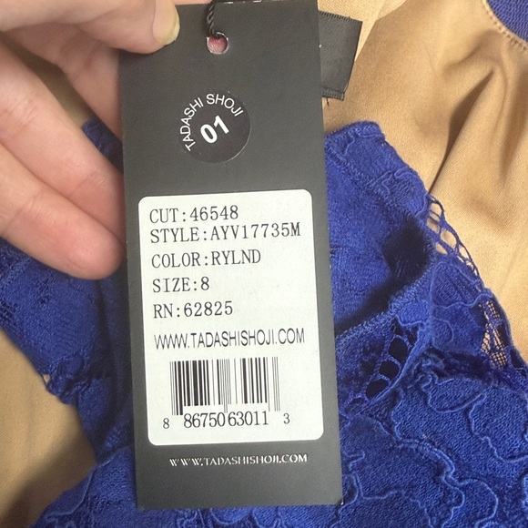 Tadashi Shoji Royal Blue Lace Bell Sleeve Dress - Picture 11 of 12